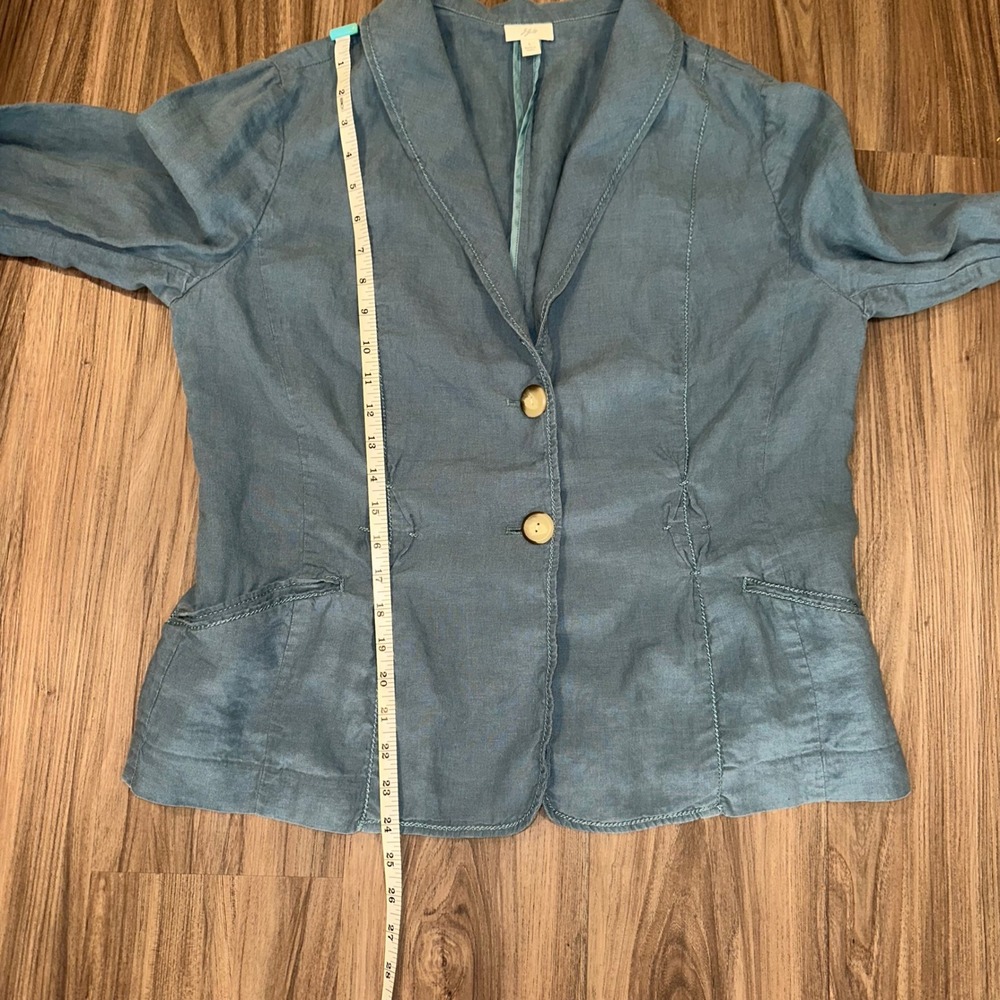 J. Jill Women's 100% Linen Blue Blazer Jacket Size L Lightweight Button Front - Picture 8 of 8